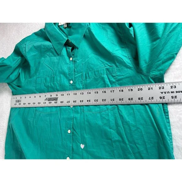 Kerri Rosenthal Womens Patchwork Love Mia Shirt XL Green Button Down Long Sleeve - Picture 9 of 10